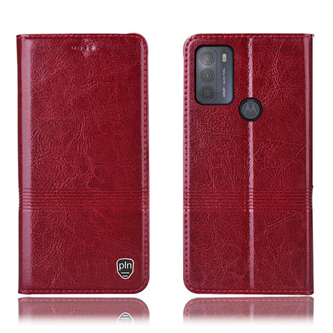 Coque Portefeuille Livre Cuir Etui Clapet H06P pour Motorola Moto G50 Rouge