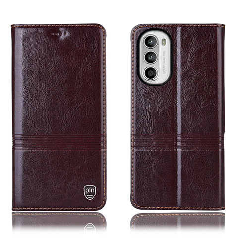 Coque Portefeuille Livre Cuir Etui Clapet H06P pour Motorola MOTO G52 Marron