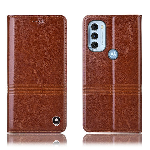 Coque Portefeuille Livre Cuir Etui Clapet H06P pour Motorola Moto G71 5G Brun Clair