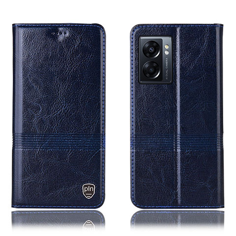 Coque Portefeuille Livre Cuir Etui Clapet H06P pour Oppo A57 5G Bleu