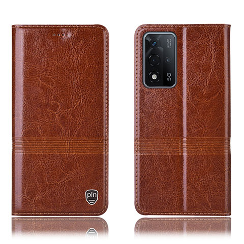 Coque Portefeuille Livre Cuir Etui Clapet H06P pour Oppo A93s 5G Brun Clair