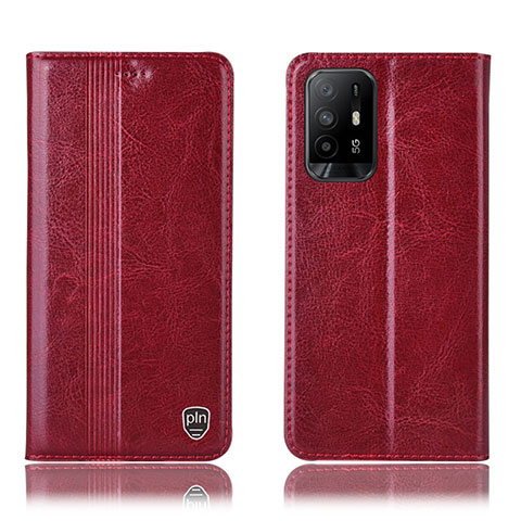 Coque Portefeuille Livre Cuir Etui Clapet H06P pour Oppo F19 Pro+ Plus 5G Rouge