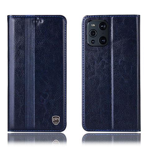 Coque Portefeuille Livre Cuir Etui Clapet H06P pour Oppo Find X3 5G Bleu