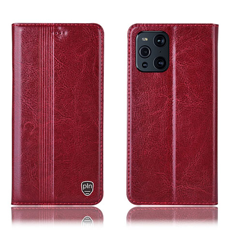 Coque Portefeuille Livre Cuir Etui Clapet H06P pour Oppo Find X3 5G Rouge