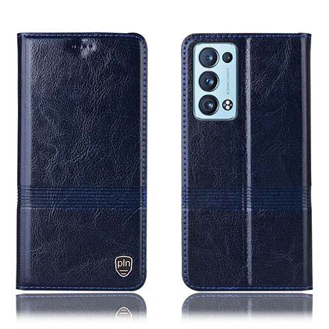 Coque Portefeuille Livre Cuir Etui Clapet H06P pour Oppo Reno6 Pro 5G Bleu