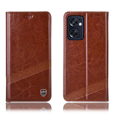 Coque Portefeuille Livre Cuir Etui Clapet H06P pour Oppo Reno7 SE 5G Brun Clair