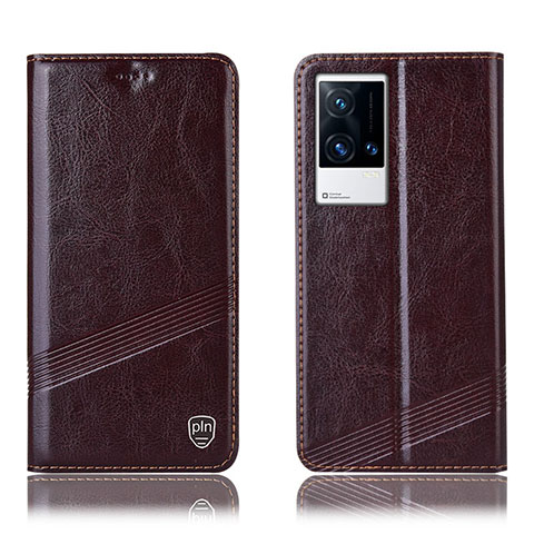 Coque Portefeuille Livre Cuir Etui Clapet H06P pour Vivo iQOO 8 5G Marron