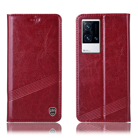 Coque Portefeuille Livre Cuir Etui Clapet H06P pour Vivo iQOO 8 5G Rouge