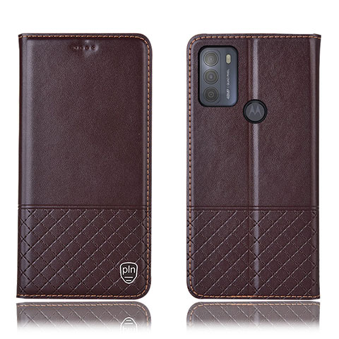 Coque Portefeuille Livre Cuir Etui Clapet H07P pour Motorola Moto G50 Marron