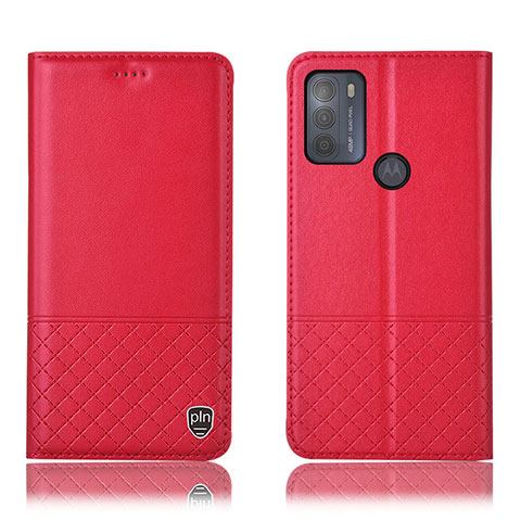 Coque Portefeuille Livre Cuir Etui Clapet H07P pour Motorola Moto G50 Rouge