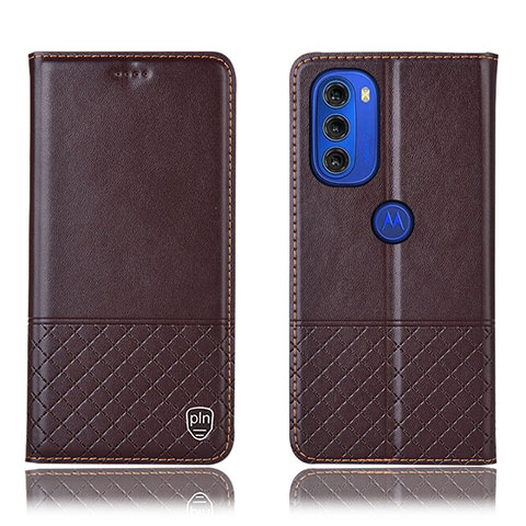 Coque Portefeuille Livre Cuir Etui Clapet H07P pour Motorola Moto G51 5G Marron