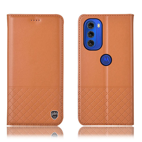 Coque Portefeuille Livre Cuir Etui Clapet H07P pour Motorola Moto G51 5G Orange