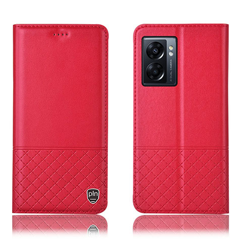 Coque Portefeuille Livre Cuir Etui Clapet H07P pour Oppo A56S 5G Rouge