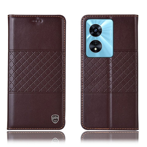 Coque Portefeuille Livre Cuir Etui Clapet H07P pour Oppo A58 4G Marron