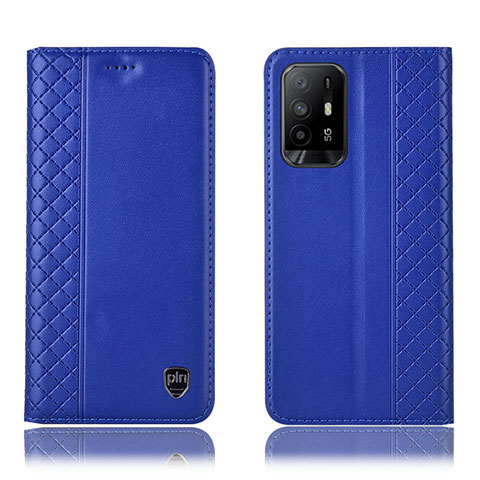 Coque Portefeuille Livre Cuir Etui Clapet H07P pour Oppo F19 Pro+ Plus 5G Bleu