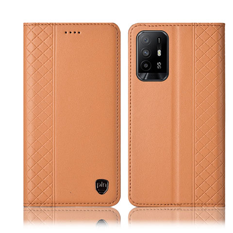 Coque Portefeuille Livre Cuir Etui Clapet H07P pour Oppo F19 Pro+ Plus 5G Orange