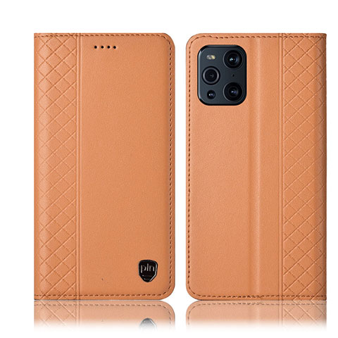 Coque Portefeuille Livre Cuir Etui Clapet H07P pour Oppo Find X3 Pro 5G Orange