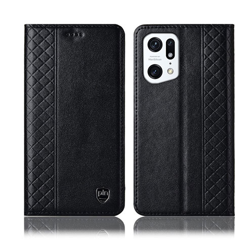 Coque Portefeuille Livre Cuir Etui Clapet H07P pour Oppo Find X5 Pro 5G Noir