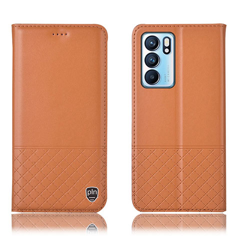 Coque Portefeuille Livre Cuir Etui Clapet H07P pour Oppo Reno6 5G Orange