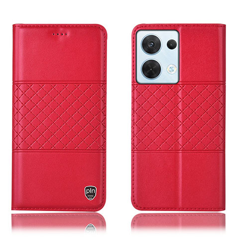 Coque Portefeuille Livre Cuir Etui Clapet H07P pour Oppo Reno8 5G Rouge