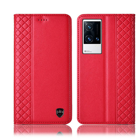 Coque Portefeuille Livre Cuir Etui Clapet H07P pour Vivo iQOO 8 5G Rouge