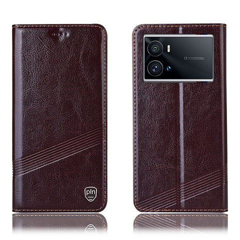 Coque Portefeuille Livre Cuir Etui Clapet H07P pour Vivo iQOO 9 5G Marron