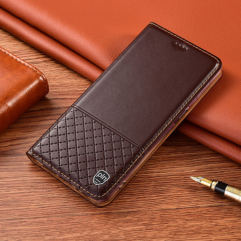 Coque Portefeuille Livre Cuir Etui Clapet H07P pour Vivo V21 5G Marron