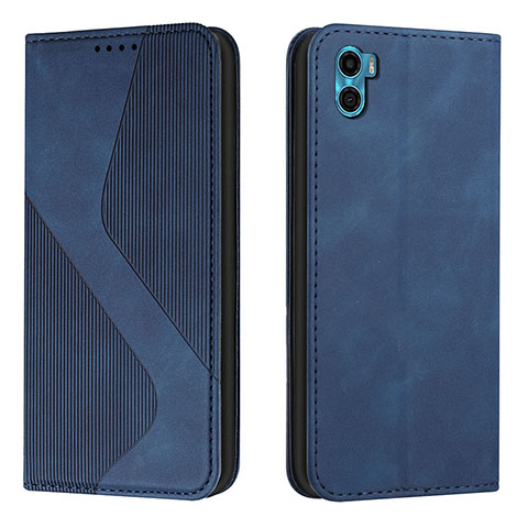 Coque Portefeuille Livre Cuir Etui Clapet H07X pour Motorola Moto E32 India Bleu