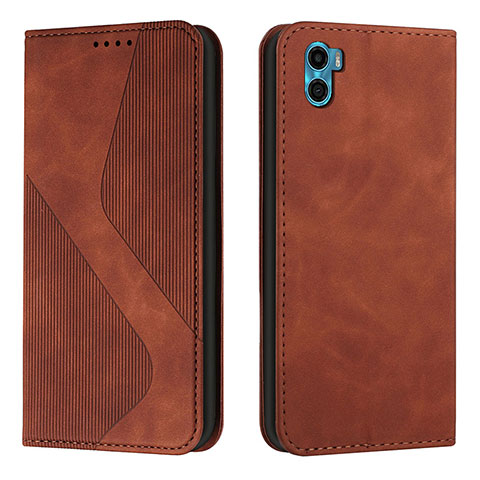 Coque Portefeuille Livre Cuir Etui Clapet H07X pour Motorola Moto E32 India Marron