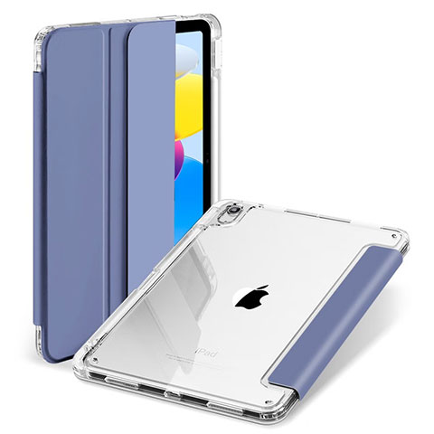 Coque Portefeuille Livre Cuir Etui Clapet H08 pour Apple iPad 10.9 (2022) Gris Lavende