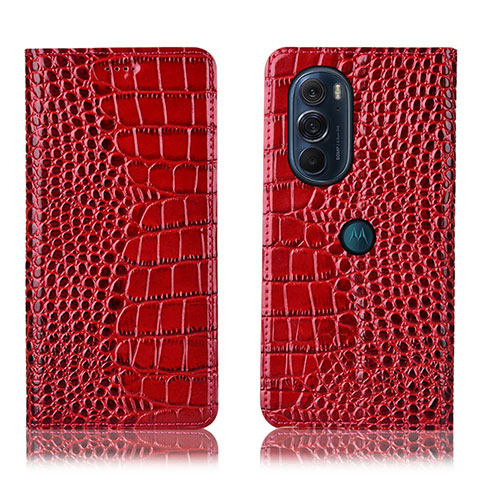 Coque Portefeuille Livre Cuir Etui Clapet H08P pour Motorola Moto Edge 30 Pro 5G Rouge