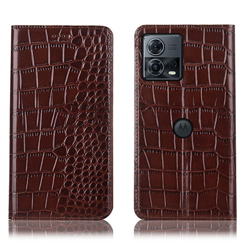 Coque Portefeuille Livre Cuir Etui Clapet H08P pour Motorola Moto Edge S30 Pro 5G Marron