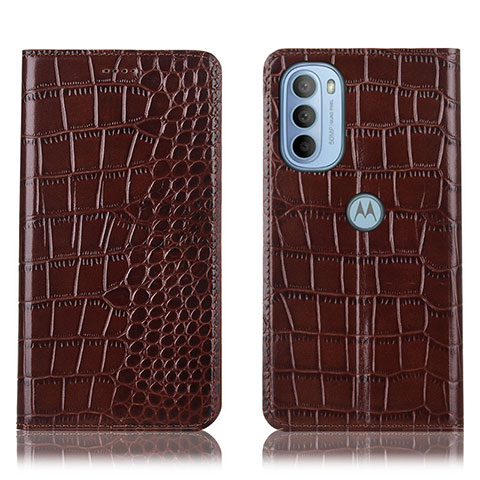 Coque Portefeuille Livre Cuir Etui Clapet H08P pour Motorola Moto G31 Marron