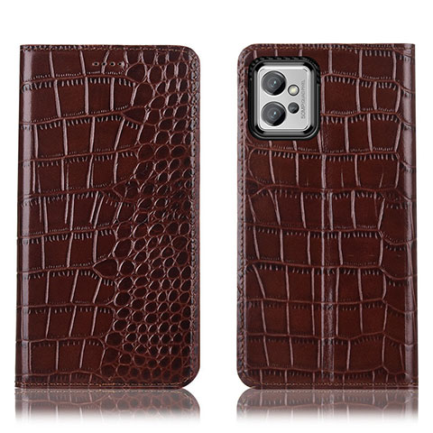 Coque Portefeuille Livre Cuir Etui Clapet H08P pour Motorola Moto G32 Marron