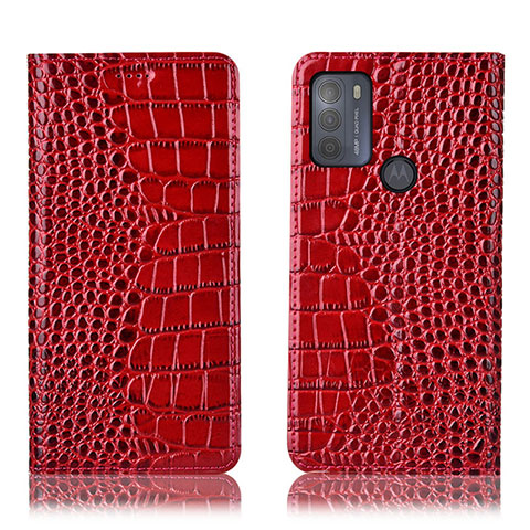 Coque Portefeuille Livre Cuir Etui Clapet H08P pour Motorola Moto G50 Rouge