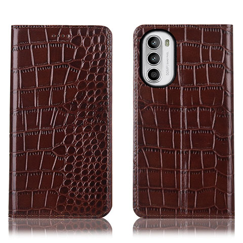 Coque Portefeuille Livre Cuir Etui Clapet H08P pour Motorola MOTO G52 Marron