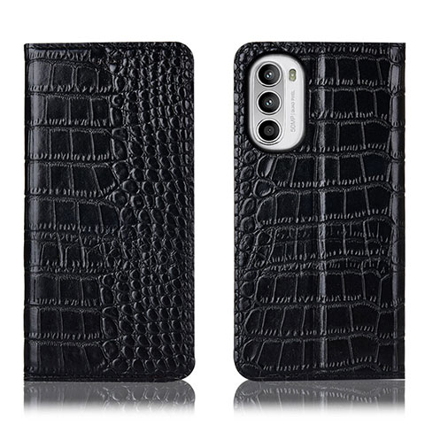 Coque Portefeuille Livre Cuir Etui Clapet H08P pour Motorola MOTO G52 Noir