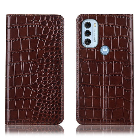 Coque Portefeuille Livre Cuir Etui Clapet H08P pour Motorola Moto G71 5G Marron