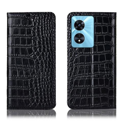 Coque Portefeuille Livre Cuir Etui Clapet H08P pour Oppo A38 Noir