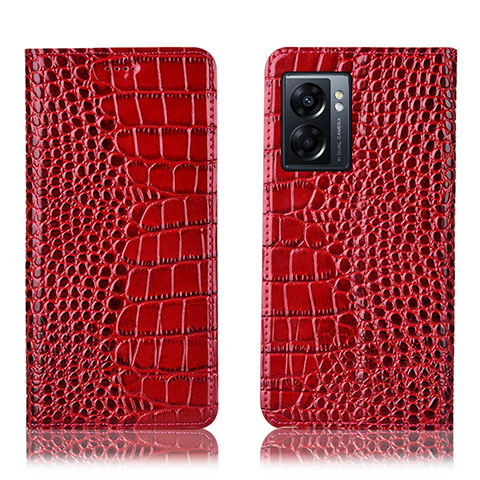 Coque Portefeuille Livre Cuir Etui Clapet H08P pour Oppo A57 5G Rouge