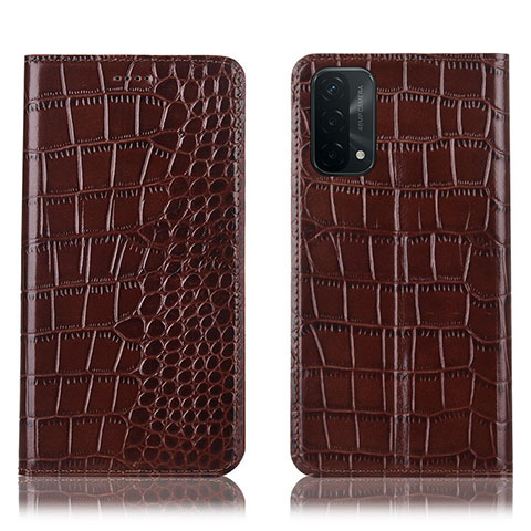 Coque Portefeuille Livre Cuir Etui Clapet H08P pour Oppo A93 5G Marron