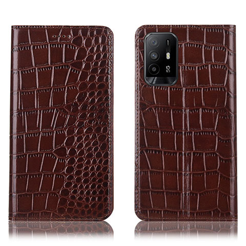 Coque Portefeuille Livre Cuir Etui Clapet H08P pour Oppo A94 5G Marron