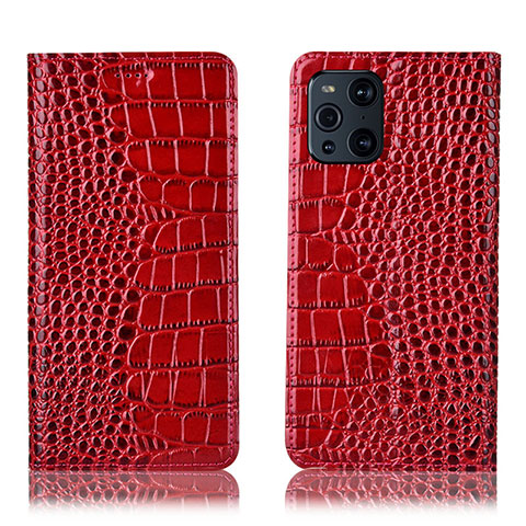 Coque Portefeuille Livre Cuir Etui Clapet H08P pour Oppo Find X3 5G Rouge