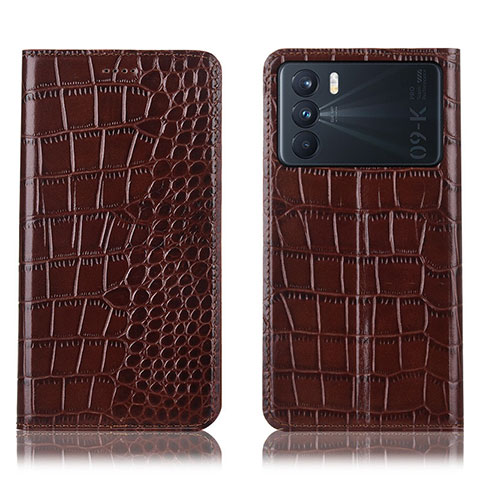 Coque Portefeuille Livre Cuir Etui Clapet H08P pour Oppo K9 Pro 5G Marron