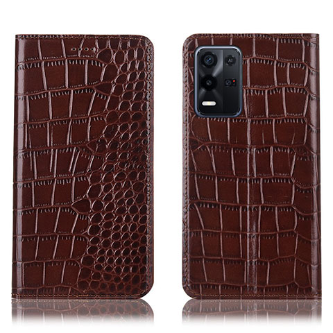 Coque Portefeuille Livre Cuir Etui Clapet H08P pour Oppo K9X 5G Marron