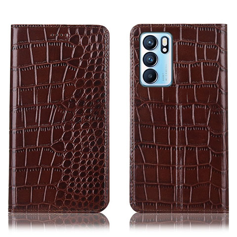 Coque Portefeuille Livre Cuir Etui Clapet H08P pour Oppo Reno6 5G Marron