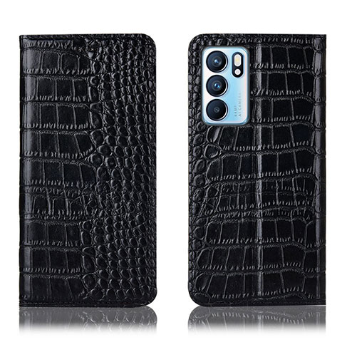 Coque Portefeuille Livre Cuir Etui Clapet H08P pour Oppo Reno6 5G Noir