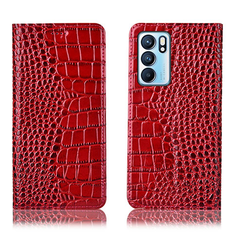 Coque Portefeuille Livre Cuir Etui Clapet H08P pour Oppo Reno6 5G Rouge