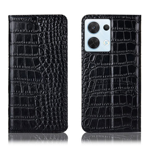 Coque Portefeuille Livre Cuir Etui Clapet H08P pour Oppo Reno8 5G Noir