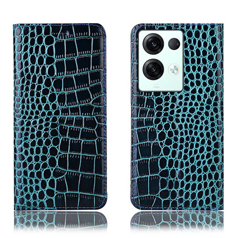 Coque Portefeuille Livre Cuir Etui Clapet H08P pour Oppo Reno8 Pro 5G Bleu